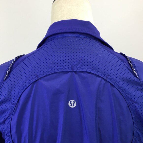 LULULEMON Athletica Blue Zip Pocket Mesh Insert Lightweight Activewear Jacket - Picture 9 of 16